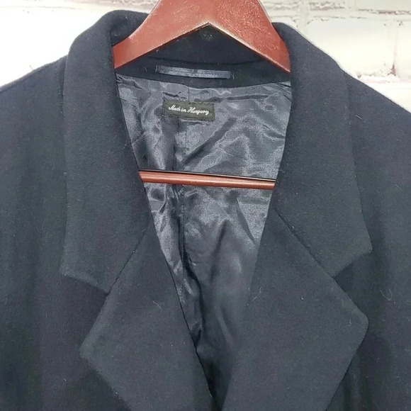 Vintage Conte di Milano Double Breasted Navy Wool Cashmere Trench Coat Men's L44 - Picture 3 of 17